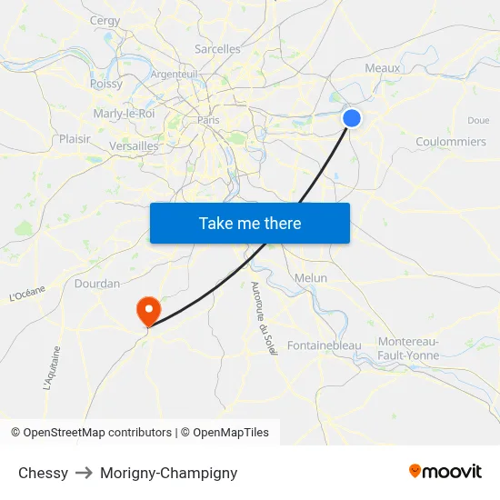 Chessy to Morigny-Champigny map