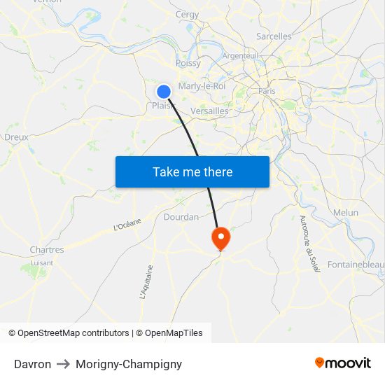 Davron to Morigny-Champigny map