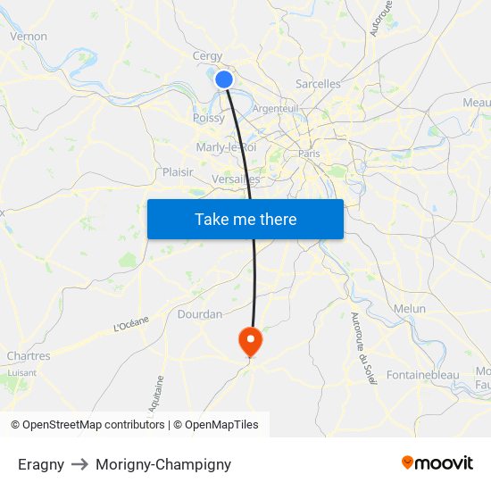Eragny to Morigny-Champigny map