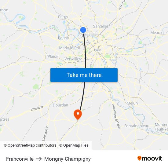 Franconville to Morigny-Champigny map