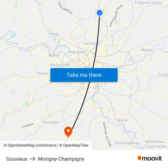 Gouvieux to Morigny-Champigny map