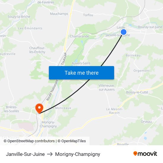 Janville-Sur-Juine to Morigny-Champigny map