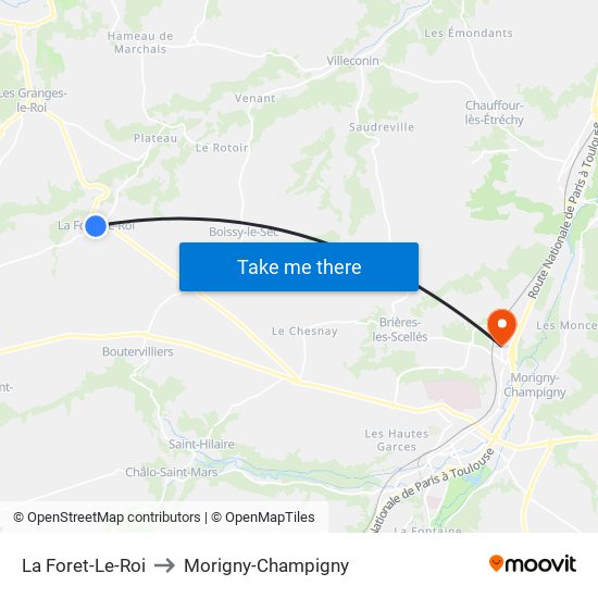 La Foret-Le-Roi to Morigny-Champigny map
