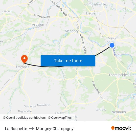 La Rochette to Morigny-Champigny map