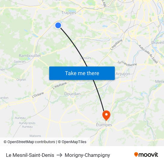 Le Mesnil-Saint-Denis to Morigny-Champigny map