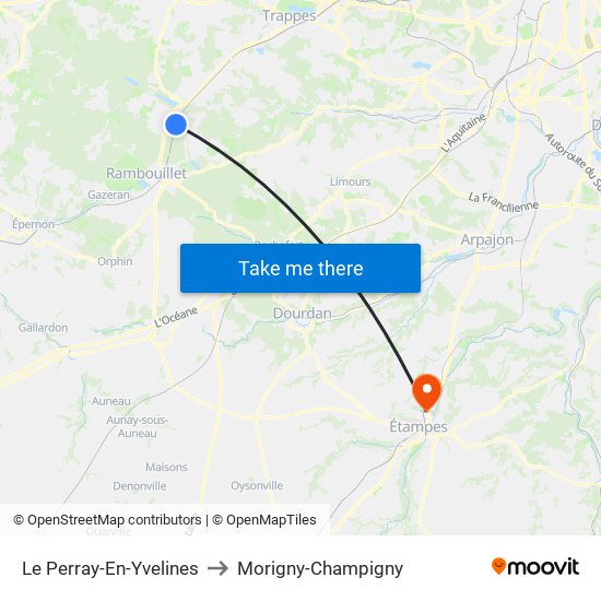 Le Perray-En-Yvelines to Morigny-Champigny map