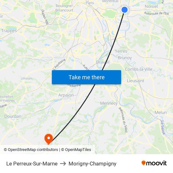 Le Perreux-Sur-Marne to Morigny-Champigny map