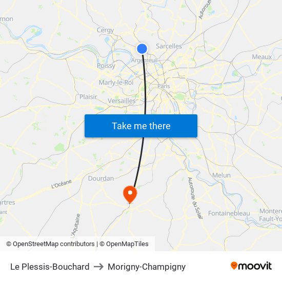 Le Plessis-Bouchard to Morigny-Champigny map