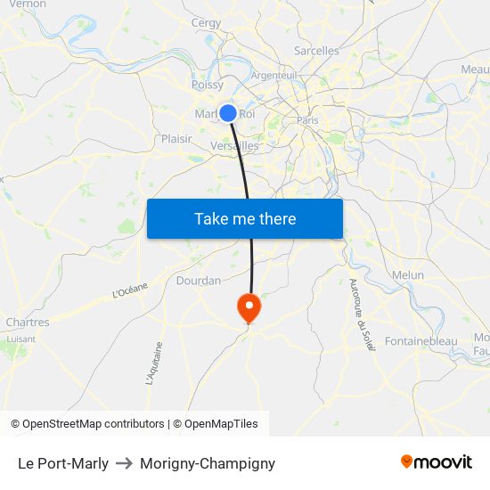 Le Port-Marly to Morigny-Champigny map