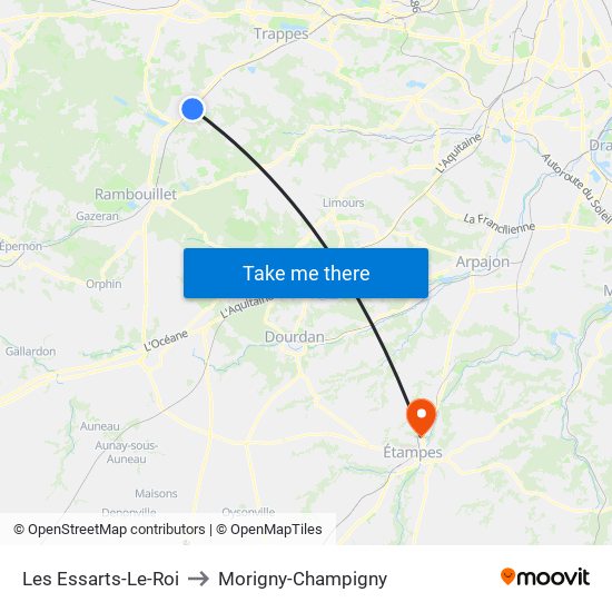 Les Essarts-Le-Roi to Morigny-Champigny map