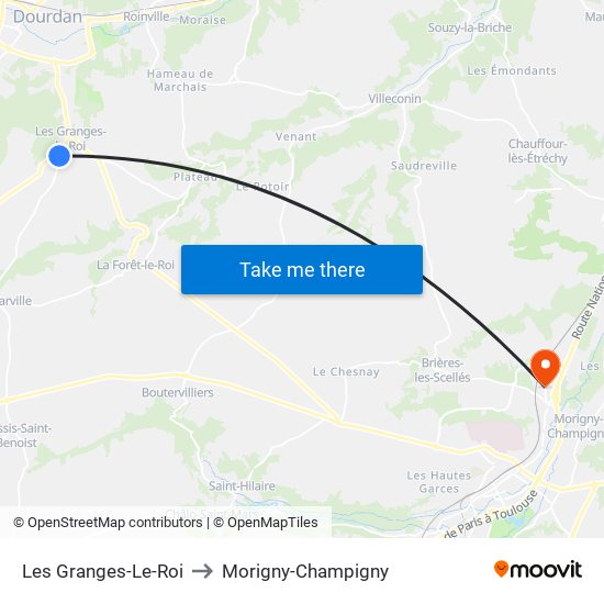 Les Granges-Le-Roi to Morigny-Champigny map