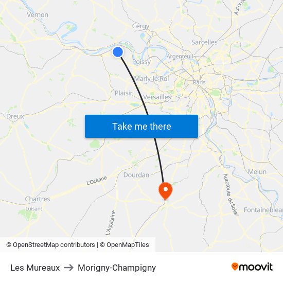 Les Mureaux to Morigny-Champigny map