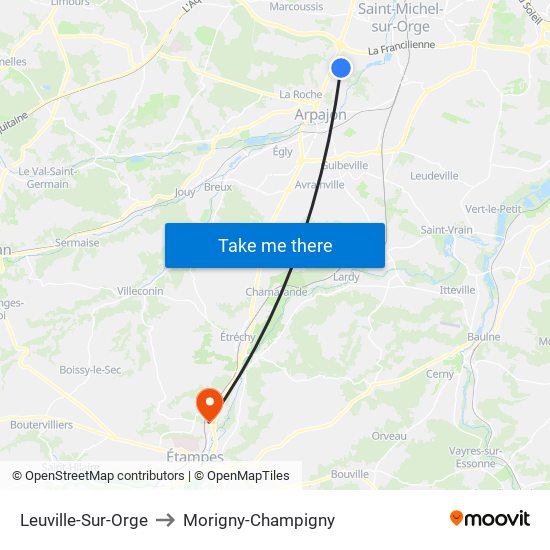 Leuville-Sur-Orge to Morigny-Champigny map
