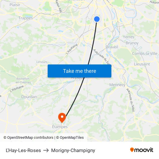 L'Hay-Les-Roses to Morigny-Champigny map