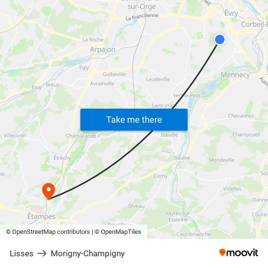 Lisses to Morigny-Champigny map