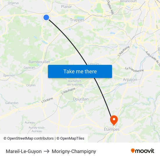 Mareil-Le-Guyon to Morigny-Champigny map