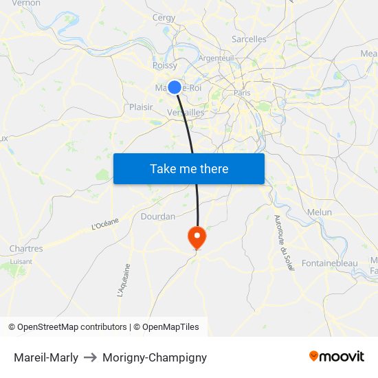 Mareil-Marly to Morigny-Champigny map