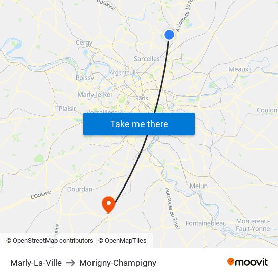 Marly-La-Ville to Morigny-Champigny map