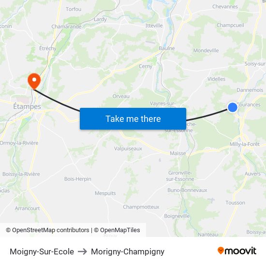 Moigny-Sur-Ecole to Morigny-Champigny map