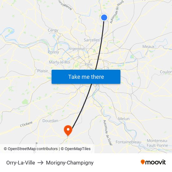 Orry-La-Ville to Morigny-Champigny map