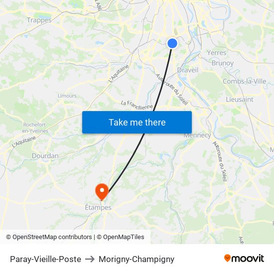 Paray-Vieille-Poste to Morigny-Champigny map