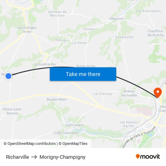 Richarville to Morigny-Champigny map