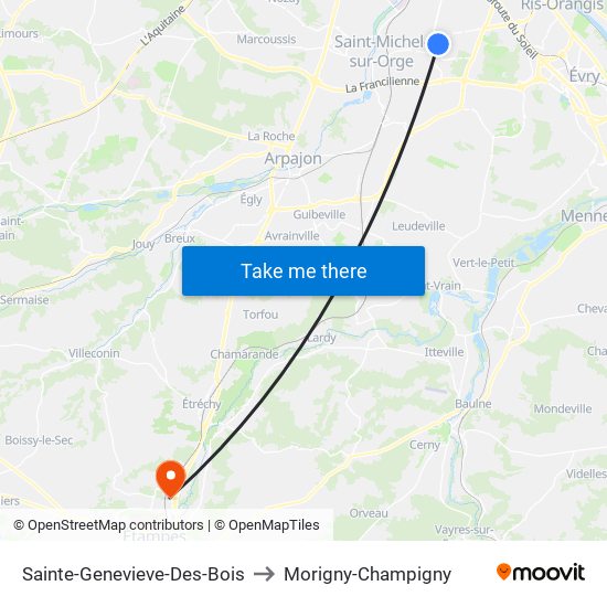 Sainte-Genevieve-Des-Bois to Morigny-Champigny map