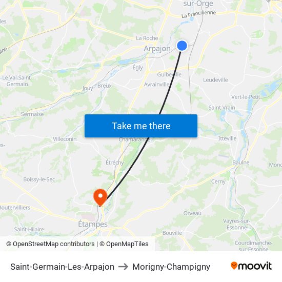 Saint-Germain-Les-Arpajon to Morigny-Champigny map