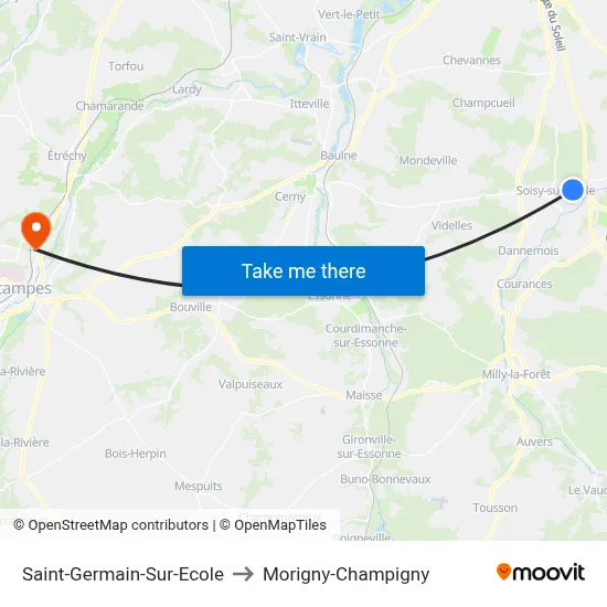 Saint-Germain-Sur-Ecole to Morigny-Champigny map