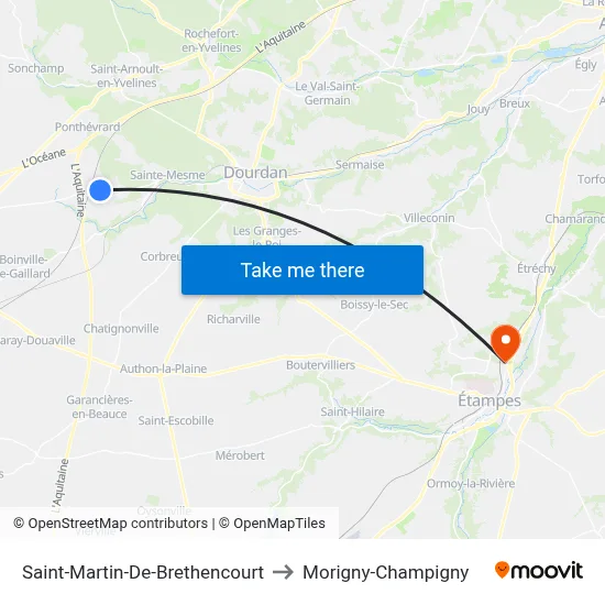 Saint-Martin-De-Brethencourt to Morigny-Champigny map