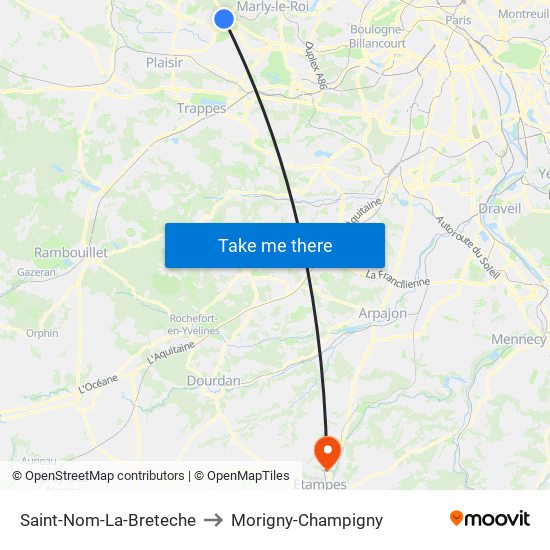 Saint-Nom-La-Breteche to Morigny-Champigny map