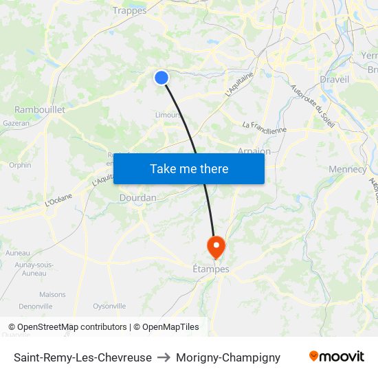 Saint-Remy-Les-Chevreuse to Morigny-Champigny map
