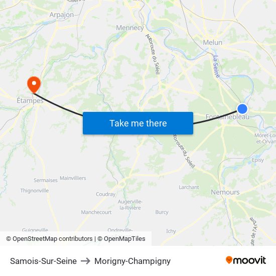Samois-Sur-Seine to Morigny-Champigny map