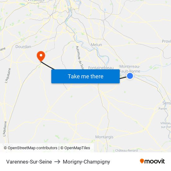 Varennes-Sur-Seine to Morigny-Champigny map