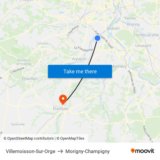 Villemoisson-Sur-Orge to Morigny-Champigny map