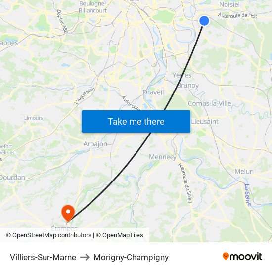 Villiers-Sur-Marne to Morigny-Champigny map