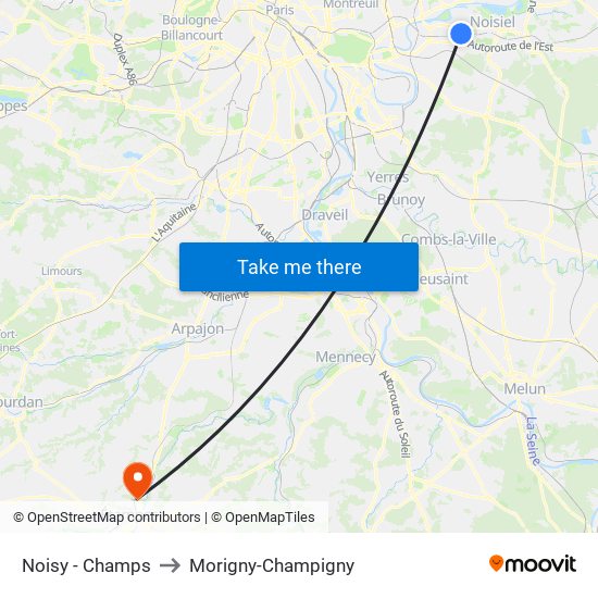 Noisy - Champs to Morigny-Champigny map
