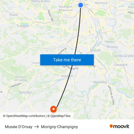 Musée D'Orsay to Morigny-Champigny map