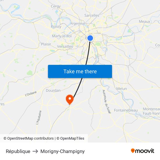 République to Morigny-Champigny map