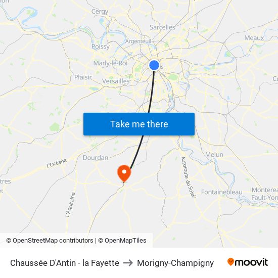 Chaussée D'Antin - la Fayette to Morigny-Champigny map