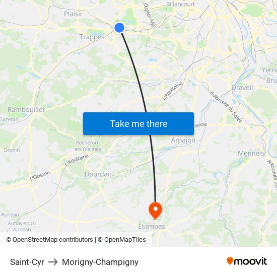 Saint-Cyr to Morigny-Champigny map