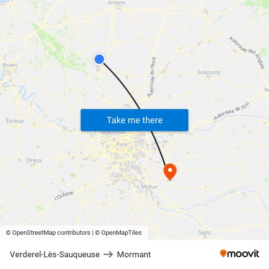 Verderel-Lès-Sauqueuse to Mormant map