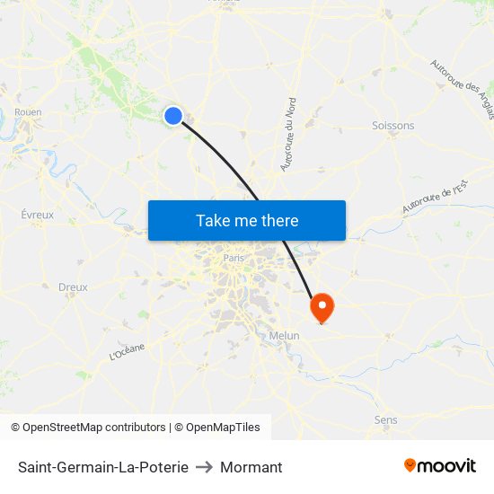 Saint-Germain-La-Poterie to Mormant map