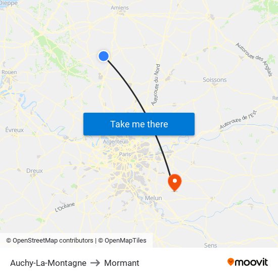 Auchy-La-Montagne to Mormant map