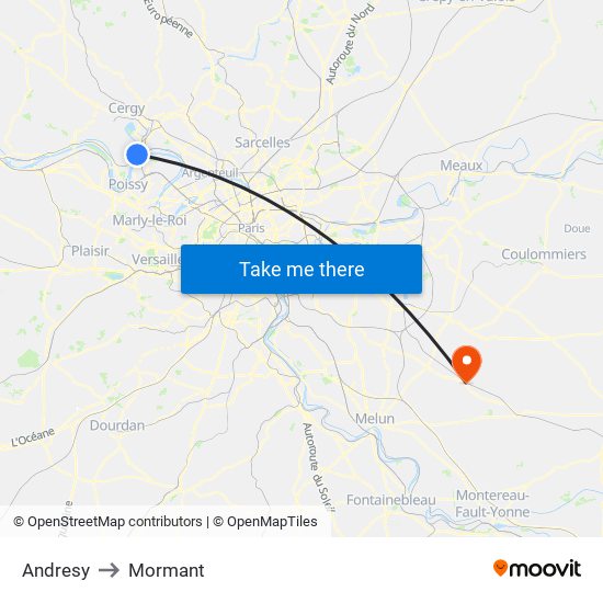 Andresy to Mormant map