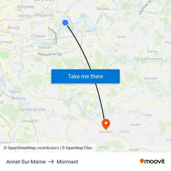 Annet-Sur-Marne to Mormant map