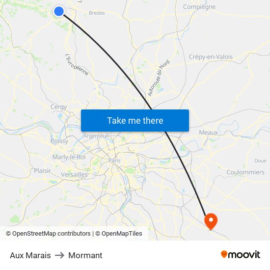 Aux Marais to Mormant map