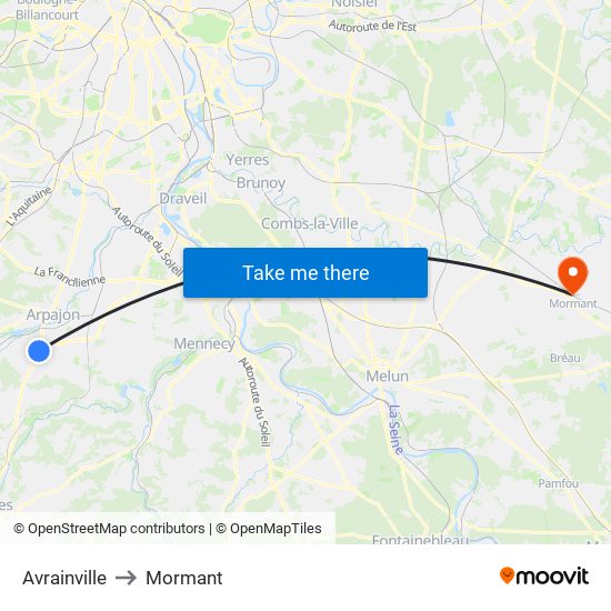 Avrainville to Mormant map