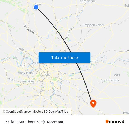 Bailleul-Sur-Therain to Mormant map