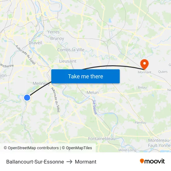 Ballancourt-Sur-Essonne to Mormant map